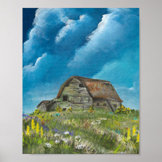 Poster Old Barn and Wildflowers 3-2026 Print