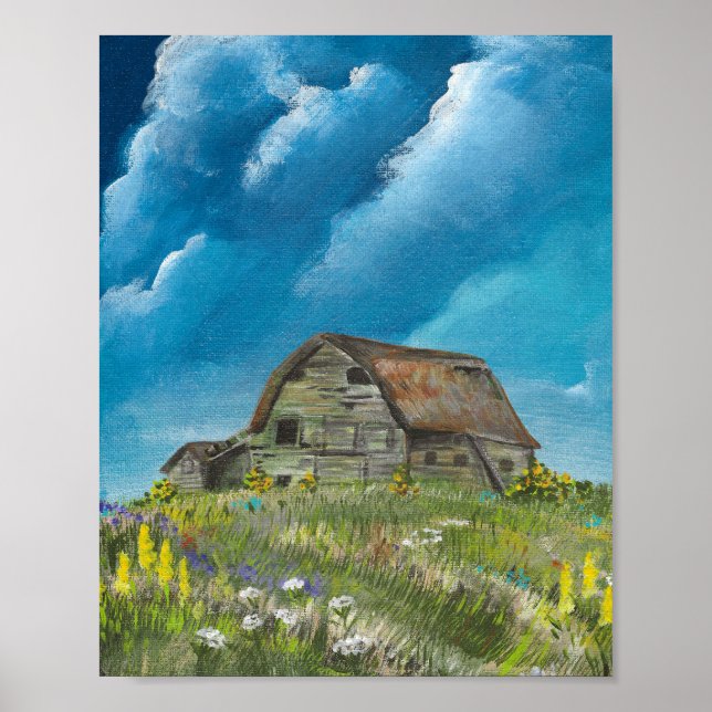 Poster Old Barn and Wildflowers 3-2026 Print (Frente)