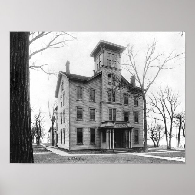 Pôster Old College, Evanston, construído em 1855 (Frente)