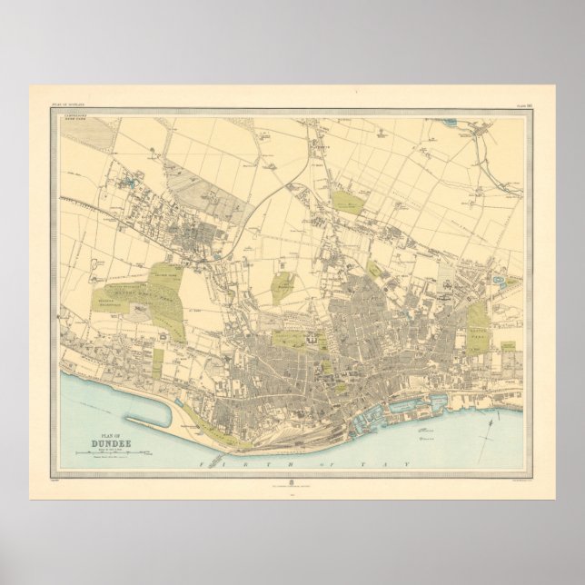 Poster Old Dundee Scotland Map (1912)  (Frente)
