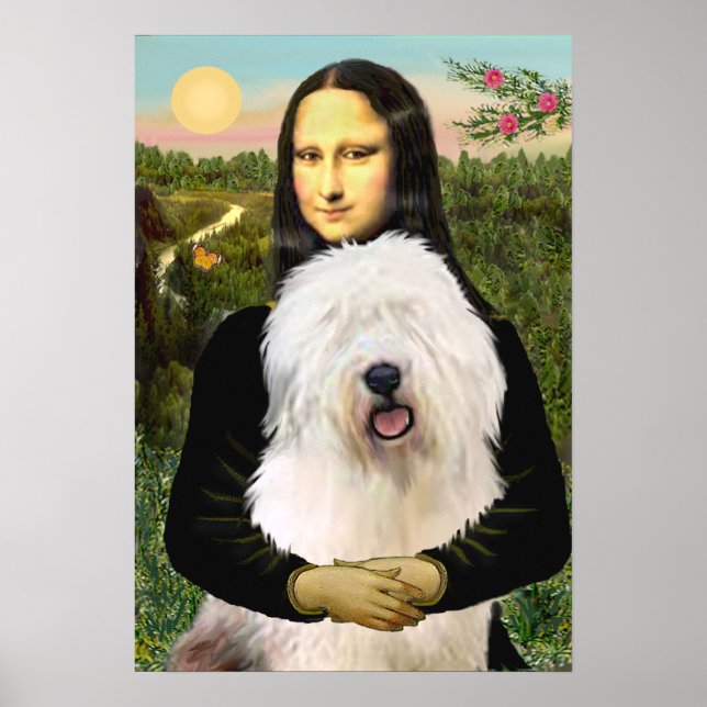Pôster Old English Sheepdog - Mona Lisa (Frente)