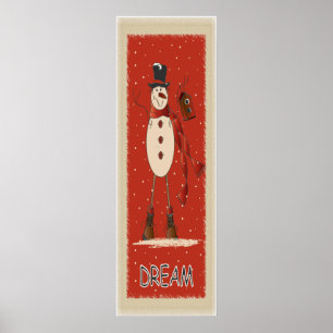 Pôster Old Fashion Dream Snowman   Natal