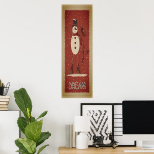 Poster Old Fashion Dream Snowman   Vermelho Natal