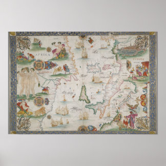 Pôster Old fashioned Mediterranean sea map