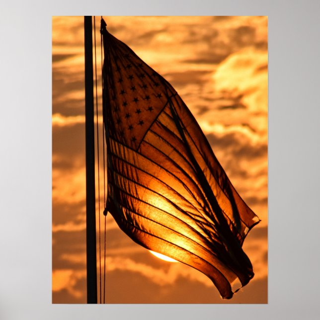 Poster Old Glory ao Pôr do Sol (Frente)