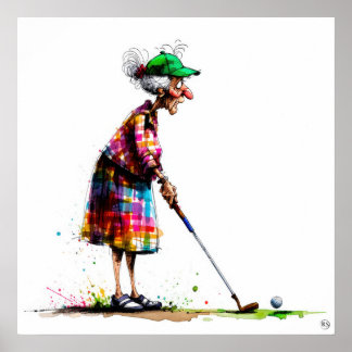 Poster Old Golfer - Art Print