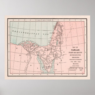 Poster Old Hebrew Exodus Out of Egypt Map (1901) 