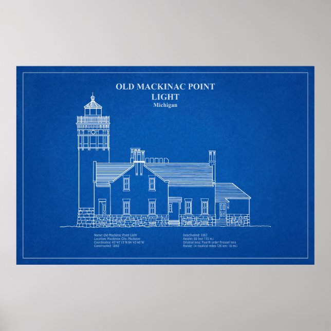 Poster Old Mackinac Point Light - Michigan - AD (Frente)