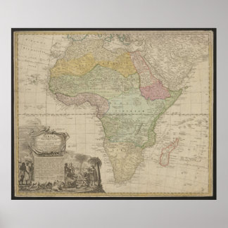 Poster Old Map of Africa, Africa Print, 1737