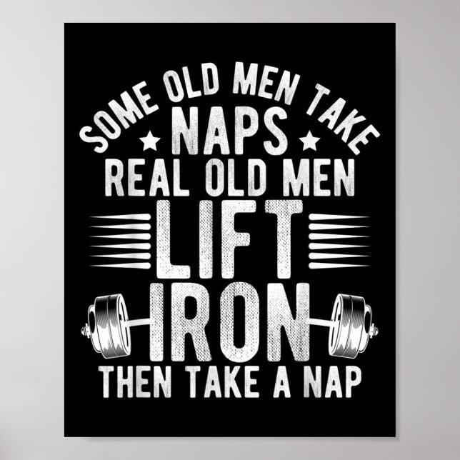 Poster Old Men Gag Workout Gym Fitness Exercise Weightlif (Frente)