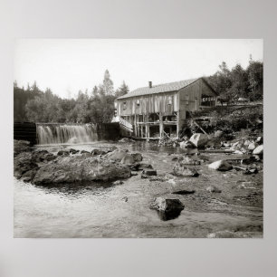 Pôster Old Mill no Adirondacks, 1903. Vintage Photo