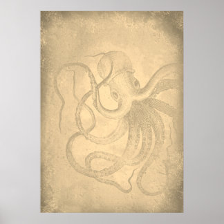Poster Old octopus | Sea life | Vintage Paper