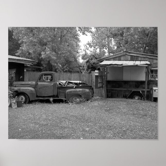 Poster Old Pickup Truck Black And White Photography (Frente)