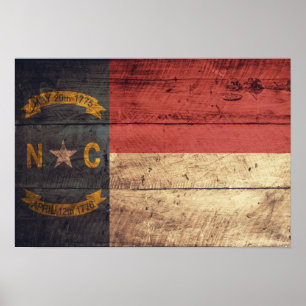 Poster Old Wood North Carolina Flag;