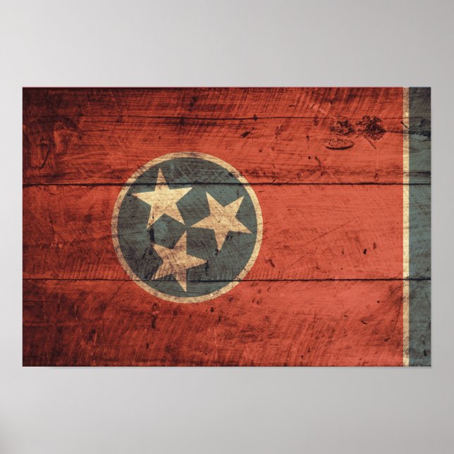 Pôster Old Wood Tennessee Flag; (Frente)
