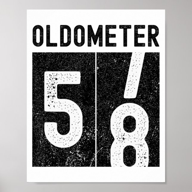 Poster Oldometer 58th Birthday Funny Retro Turning 58 Yea (Frente)