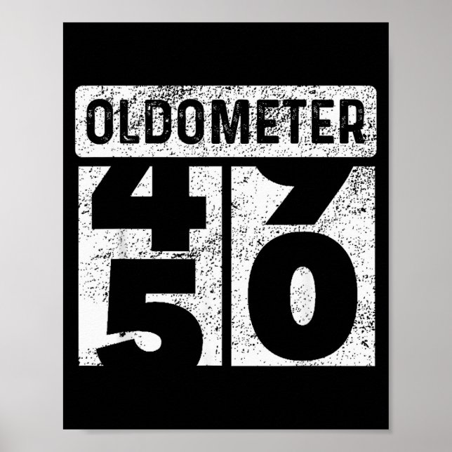 Poster Oldometer Odometer Funny 50th Birthday Gift 50 Yrs (Frente)