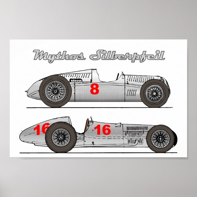 Poster Oldtimer Deutschland 1939 Auto-Union Sielberpfeil (Frente)