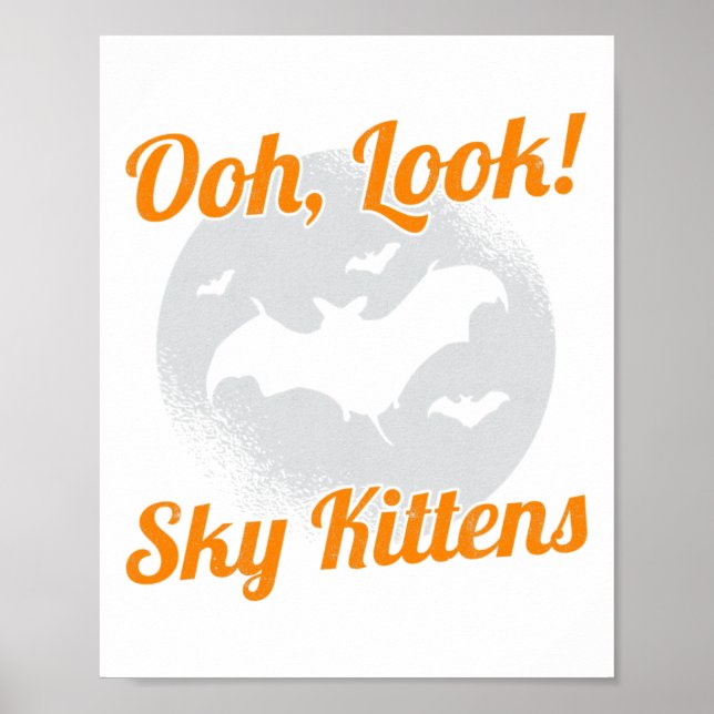 Poster Olha, Gatinhos Céus Bat Halloween Bats (Frente)