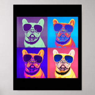 Poster Olhando para o Buldogue francês Vestindo óculos es