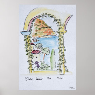 Pôster Olhando para o Mediterrâneo   Eze, França