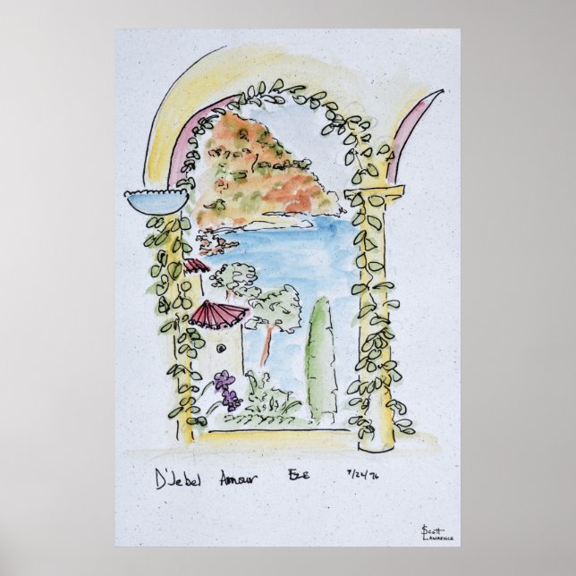 Pôster Olhando para o Mediterrâneo | Eze, França (Frente)