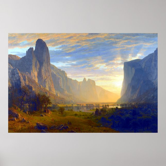 Poster Olhando para o Vale do Yosemite Albert Bierstadt 1 (Frente)