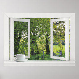 Poster Olhando para o Verde - Vista de Janela Aberta com