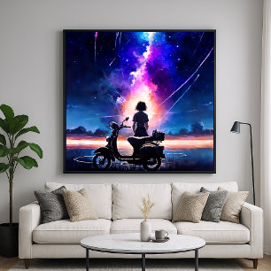 Poster Olhando para os Céus - Estilo de Arte Ilustrativo