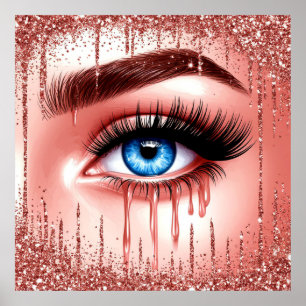 Poster 💋 Olhar Azul Dramático Decoração Glam Para Amante