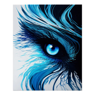 Pôster Olhar Azul Místico: A Arte que Hipnotiza