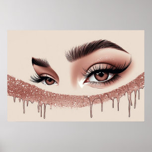 Poster 💎 Olhar de Maquiagem com Brilho para Decoração de