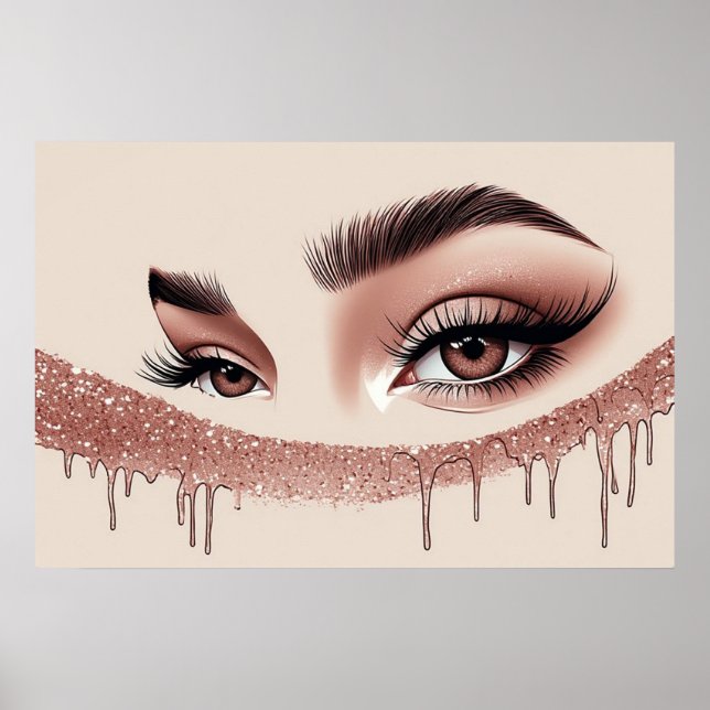 Poster 💎 Olhar de Maquiagem com Brilho para Decoração de (Frente)