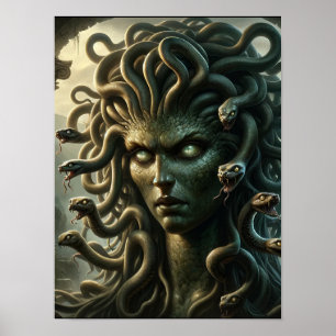 Poster Olhar de Medusa Cabeça de Cobras da Morte