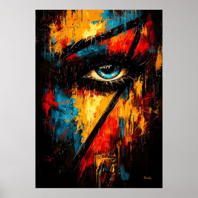 Poster Olhar Intenso Expressão Contemporânea Abstrata (Frente)