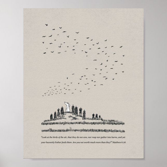 Poster "Olhe para os Pássaros" - Matthew 6:26 Christian (Frente)