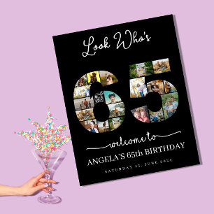 Poster olhe quem está com 65 anos feliz aniversário colag