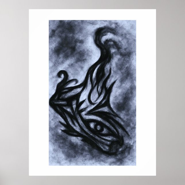 Poster Olho Abstrato e Arte em Carvão de Chama (Frente)
