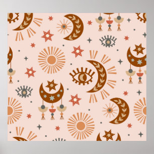 Poster Olho celestial, lua, padrão solar.