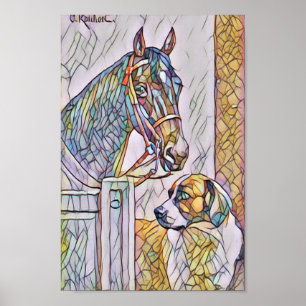 Poster Olho clássico de pintura/ coloração de cavalos 
