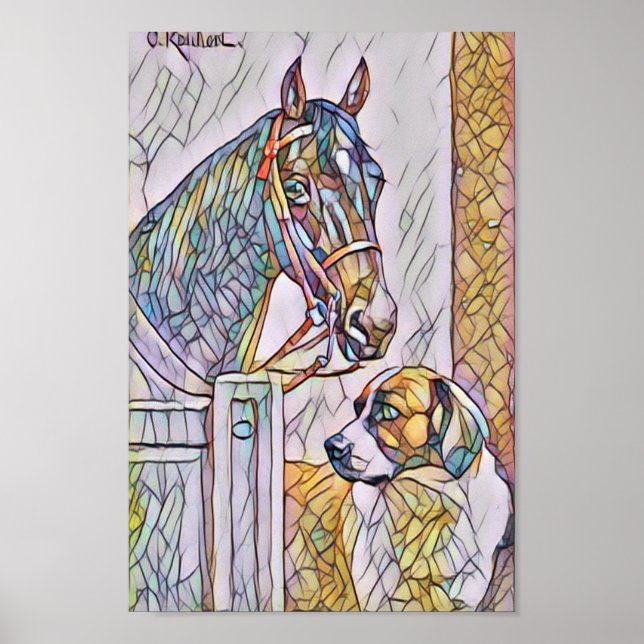 Poster Olho clássico de pintura/ coloração de cavalos e c (Frente)