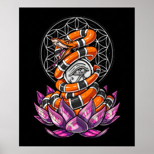 Poster Olho de Lotus da flor do cobra de Horus da vida