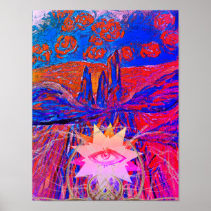 Poster Olho de uma Montanha e Rosas no Céu