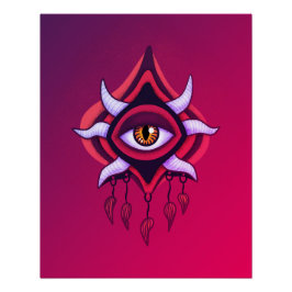 Pôster Olho Demônio Roxo - Arte oculta gótica
