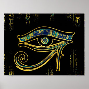 Pôster Olho egípcio de Horus em hieroglyphics e em