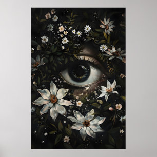Poster Olho Floral Imprimível, Arte Botânica Gótica de Pa