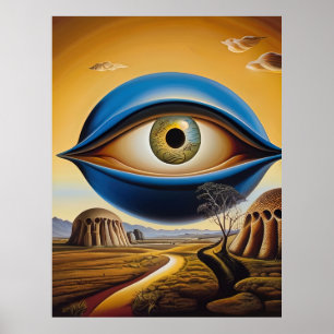 Poster Olho Surreal com Paisagem Abstrato