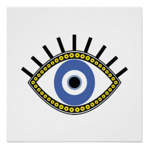 Pôster Olhos azuis, boa sorte, amuleto de olhos mau grego