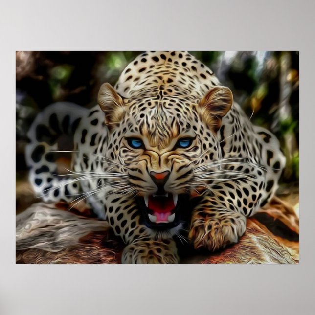 Poster Olhos Azuis Cheetah (Frente)