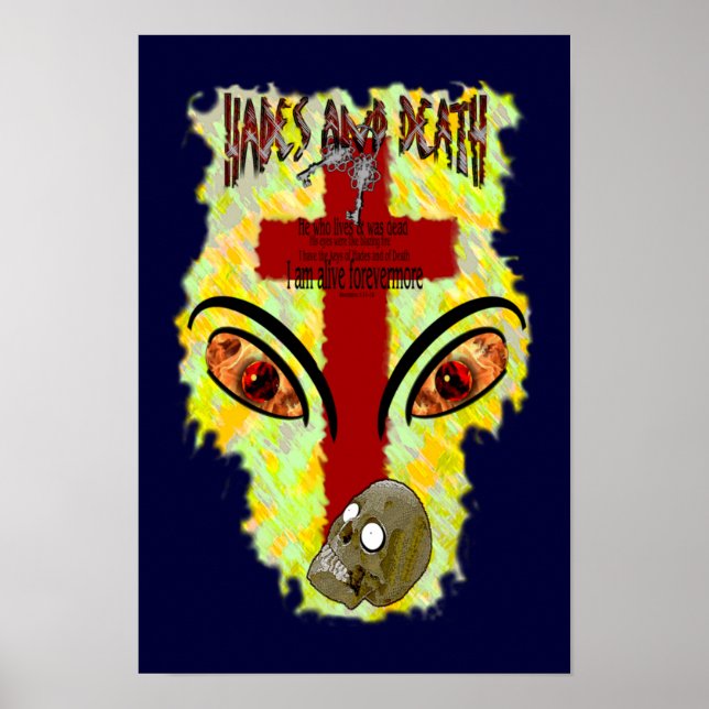 Pôster Olhos Como Incêndio Espantoso - Revelação 1:14-18 (Frente)